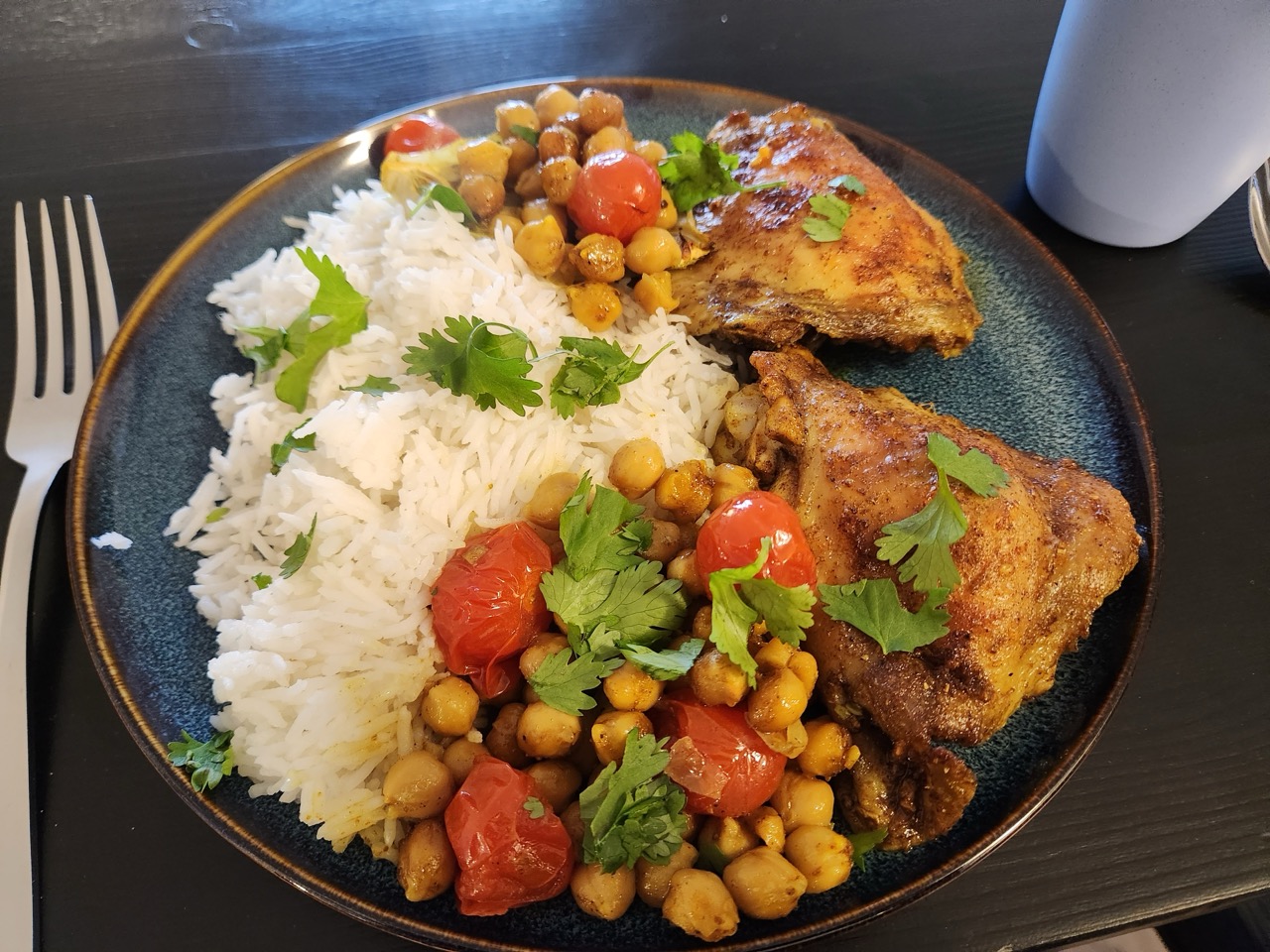 Roast chicken with chickpeas