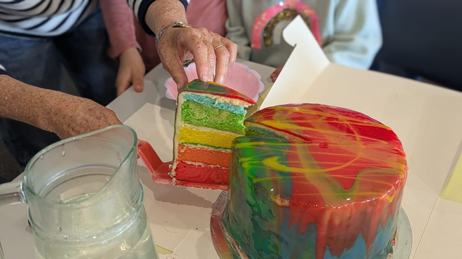 Rainbow mirror cake